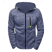 economico felpe con cappuccio da uomo di base-Per uomo Felpa con cappuccio e zip Felpa con cappuccio a zip intera Felpa con cappuccio in pile Nero Blu Grigio chiaro Con cappuccio Liscio Zip Up Tasche Sportivo Giornaliero Per eventi Poliestere