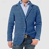 economico Maglioni Cardigan da uomo-Per uomo Giacca Attività commerciale Cocktail party Ricevimento di matrimonio Di tendenza Informale Primavera &amp; Autunno Poliestere Tinta unita / tinta unita Pulsante Tasche Comodo Monopetto Giacca