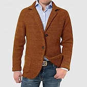 economico Maglioni Cardigan da uomo-Per uomo Giacca Attività commerciale Cocktail party Ricevimento di matrimonio Di tendenza Informale Primavera &amp; Autunno Poliestere Tinta unita / tinta unita Pulsante Tasche Comodo Monopetto Giacca