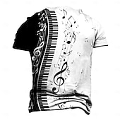tanie męskie koszulki plus size-Męskie Podkoszulek Koszulki Graficzny Instrument muzyczny Półgolf Odzież Druk 3D Na zewnątrz Codzienny Sport Krótki rękaw Nadruk Zabytkowe Moda Designerskie