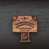 olcso Ajándék-miniatűr spirit tábla fiókos ouija táblával, fa ouija táblák miniatűrök planchette-vel, érzelmes szerelem fiók, mini ouija tábla lakberendezéshez halloween dekoráció