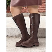 abordables Bottes de combat-bottes de combat à lacets à mollet large pour femmes avec sangles à boucle, semelle robuste - confortables et élégantes pour une tenue décontractée et extérieure