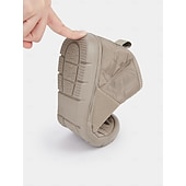 abordables Botas de nieve e invierno-Zapatos de invierno acolchados sin cordones para mujer: botas casuales impermeables y acogedoras con forro de piel para clima frío