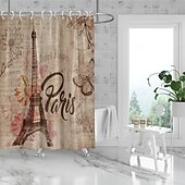 economico Tende doccia-Tenda da doccia con ganci 180cm*180cm (70&quot;*70&quot;) in poliestere lavabile impermeabile modello decorativo per bagno e vasca torre Eiffel vintage