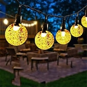 abordables Guirlandes solaires-Guirlande lumineuse solaire à LED, 10 m/20 m/30 m/50 m, lumières acryliques étanches pour l&#039;extérieur avec télécommande, plug-in pour les vacances de Noël, les fêtes,&amp;amp;décoration de jardin prise