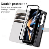 お買い得  サムスン用ケース-電話 ケース 用途 Zフォールド6 Z Fold 5 Z Fold 4 Z Fold 3 フリップカバー スタンド付き ジッパ－ リストストラップ付き レトロ風 TPU PUレザー