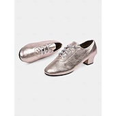 economico Scarpe per balli latini-scarpe da ballo da donna con lacci color argento metallizzato e tacco basso - ideali per spettacoli di ballo da sala e latino