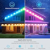 זול מוצרים עם חיבור לחשמל-מחרוזת led תאורת downlights אורות נצח מנורות גג קבועות אורות חוץ עם אפליקציית wifi  &amp; מרחוק rgbic smart eaves lights ip67 עמיד למים גג בית כל השנה תאורת חוץ לחג חג המולד ניתנת להרחבה
