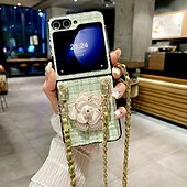 Недорогие Чехлы для Samsung-телефон Кейс для Назначение Z-флип 6 Z Flip 5 Z Flip 4 Z Flip 3 Кейс на заднюю панель с ремешком Защита от удара Ретро текстильный ТПУ