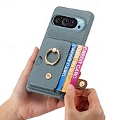 זול תיק טלפון אחר-טלפון מגן עבור Pixel 9 Pro Pixel 9 Pro XL Pixel 8 Pro Pixel 8 פיקסל 9 Pixel 7 Pixel 7 Pro Pixel 6 Pixel 6 Pro כיסוי אחורי מחזיק טבעת חריץ לכרטיס עמיד בזעזועים רטרו TPU עור PU