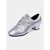 economico Scarpe per balli latini-scarpe da ballo da donna con lacci color argento metallizzato e tacco basso - ideali per spettacoli di ballo da sala e latino