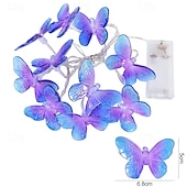 abordables Guirlandes lumineuses à piles-Guirlande lumineuse papillon, 1,5 m/3 m, 10/20 LED, alimentée par batterie, pour Noël en intérieur&amp;amp;décoration extérieure