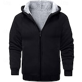 economico felpe in pile-Per uomo Felpa con cappuccio Felpa con cappuccio a zip intera Felpa con cappuccio in pile Rosso bordeaux Nero Rosso Blu marino Grigio chiaro Con cappuccio Liscio Sportivo Giornaliero Per eventi