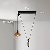 abordables Conception de Tambour et de Cône-plafonnier vintage edison à hauteur réglable avec câble e27, éclairage industriel à poulie, lampe pour îlot