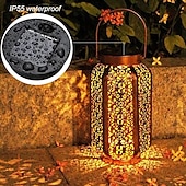 tanie Światła ścieżki i latarnie-Lampy wiszące LED solarne - ścieżka ogrodowa zewnętrzna retro latarnia z kutego żelaza, wodoodporna na balkon, taras, trawnik, dekoracja wewnątrz/na zewnątrz 1 szt.