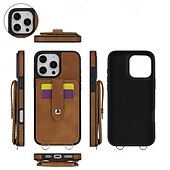 abordables Carcasas iPhone-teléfono Funda Para iPhone 16 Pro Max Plus iPhone 15 Pro Max Plus iPhone 14 13 12 Pro Max Plus iPhone 14 Pro Max iPhone 13 12 Pro Max Funda Trasera con Soporte Espejo con cordón Retro TPU Cuero de PU