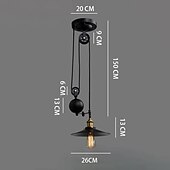 cheap Pendant Lights-Iron Indoor Island Pulley Chandelier Retro Pendant Light Finish with Highlights Metallic Interior Ceiling Hanging Lamp