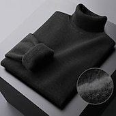 preiswerte Herrenpullover-Herren Pullover Strickpullover Gerippt Grobstricken Stricken Standard Strick Glatt Rollkragen Modisch Brautkleider schlicht Freizeitskleidung Verabredung Bekleidung Herbst Winter Kamel Schwarz M L XL