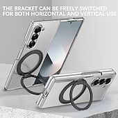 cheap Samsung Cases-Phone Case For Samsung Galaxy Z Fold 6 Back Cover with Stand Holder Transparent Support Wireless Charging PC