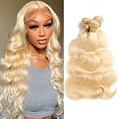 halpa 3 nippua aitoja kiharoja pidennyksiä-blondi hiukset 613# hiukset punottu hiuspidennys body wave 3 nippua