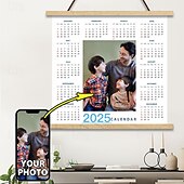 お買い得  ハンガー付きポスター-カスタムカレンダー 2025 カレンダーポスター ハンガー付き ウォールアート キャンバスプリントとポスター パーソナライズされたポスター