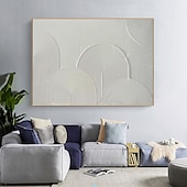 abordables Peintures Abstraites-peinture sur toile texturée en arc peinte à la main art mural minimaliste en toile blanche art mural moderne texturé toile arc-en-ciel minimaliste cadre de décoration pour la maison prêt à accrocher
