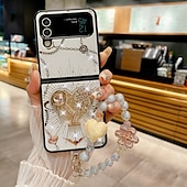 お買い得  サムスン用ケース-電話 ケース 用途 Zフリップ6 Z Flip 5 Z Flip 4 Z Flip 3 バックカバー スタンド付き リストストラップ付き 耐衝撃 レトロ風 TPU PC