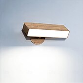 cheap Cabinet Light-Nordic Wood Wall Lamp, 360° Rotating Dimmable Wall Sconce with Touchable Magnetic Cordless Mount for Bedroom &amp; Reading