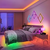 Недорогие Умный ночной свет-RGB светодиодные умные светильники игровые линии света Bluetooth приложение музыкальная синхронизация домашнего стенового креативного освещения световые панели с 24-кнопочным RF пультом управления