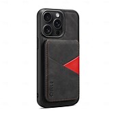 お買い得  iPhone用ケース-電話 ケース 用途 iPhone 16 15 14 Pro Max Plus 13 Pro Max バックカバー スタンド付き 取り外し可 磁石バックル レトロ風 TPU PUレザー