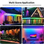 זול מוצרים עם חיבור לחשמל-מחרוזת led תאורת downlights אורות נצח מנורות גג קבועות אורות חוץ עם אפליקציית wifi  &amp; מרחוק rgbic smart eaves lights ip67 עמיד למים גג בית כל השנה תאורת חוץ לחג חג המולד ניתנת להרחבה