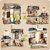 abordables Jouets de construction-Blocs de construction mini boucherie vue de rue chinoise moc jouets de construction créatifs ensemble de modèles pour filles de 6 à 12 ans 1105 pièces jouet de construction d&#039;architecture de