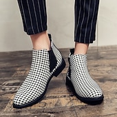 billiga Chelsea stövlar-chelseaboots för män i houndstooth-mönster – klassiska slip-on ankelboots med elastiska sidopaneler för formella och vardagliga tillfällen