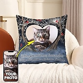 abordables Oreillers personnalisés-Housse de coussin personnalisée Ajoutez votre image Cadeau personnalisé Cadeau mémorial Conception photo Housse de coussin 1 pièce sur mesure en polyester