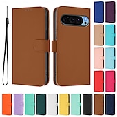 זול תיק טלפון אחר-טלפון מגן עבור Pixel 9 Pro Pixel 9 Pro XL Pixel 8 Pro Pixel 8 פיקסל 9 Pixel 7 Pixel 7 Pro Pixel 6 Pixel 6 Pro כיסוי הפוך עם מעמד עם רצועת יד חריץ לכרטיס רטרו TPU עור PU