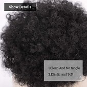 abordables Queue-de-cheval-Extensions de cheveux synthétiques courtes en chignon bouclé crépu avec cordon de serrage pour femmes noires et filles