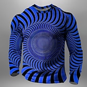 cheap 3D T shirts-Men&#039;s Optical Illusion T Shirt Long Sleeve T shirt 3D Print Crew Neck Shirt Daily Designer Street Casual Yellow Pink Blue Summer Spring Fall Clothing Apparel S M L XL XXL XXXL