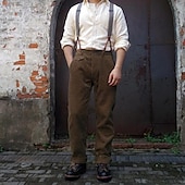 olcso A nagy Gatsby-Retró Ordító 20-as évek 1920-as évek Nadrágok Nadrág Kordbársony Nadrág Úriember Gengszter Férfi Álarcos mulatság Hétköznapi Felnőttek Nadrágok