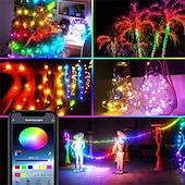 abordables Enchufe eléctrico-Luces de hadas LED inteligentes de 10 m, luces de cadena que cambian de color RGB y blanco cálido controladas por aplicación con sincronización de música y 20 escenas para decoración de Navidad, dormitorio, pared y manualidades