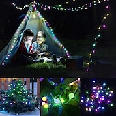 abordables Enchufe eléctrico-Luces de hadas LED inteligentes de 10 m, luces de cadena que cambian de color RGB y blanco cálido controladas por aplicación con sincronización de música y 20 escenas para decoración de Navidad, dormitorio, pared y manualidades