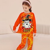 billiga Flickans 3D-tecknad film-Flickor 3D Grafisk Snöflinga Prinsessa Julpyjamas Pyjamasset T-shirts och byxor Pyjamasset Långärmad 3D-tryck Höst Vinter Aktiv Grundläggande Barn 4 år + Rund hals Hem Dagligen Normal