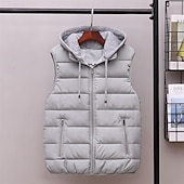 preiswerte Herren Steppweste-Herren Puffer Weste Kapuzenweste Gepolstert Weste Steppweste Täglich Verabredung Urlaub Modisch Brautkleider schlicht Herbst Winter Tasche Polyester warm halten Komfortabel Feste Farbe Reisverschluss