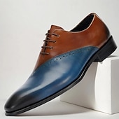 economico Scarpe Eleganti Classiche-scarpe oxford da uomo in pelle di vacchetta di prima qualità – scarpe eleganti da uomo con sfumature dal marrone al blu con dettagli brogue per occasioni speciali e di lavoro