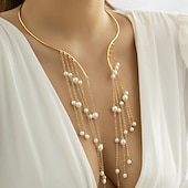 abordables Collier pour femme-Collier ras du cou en cascade d&#039;étoiles dorées pour femme avec élégantes chaînes à franges – bijoux tendance pour les occasions spéciales