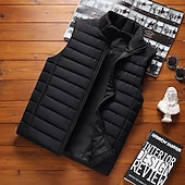 voordelige Heren Puffer Vest-Voor heren Puffervest Gewatteerd vest Dagelijks Afspraakje Vakantie Modieus Casual Herfst winter Zak Polyester Houd Warm Comfortabel Effen Kleur Rits Opstaand Normale pasvorm Zwart Rood Leger Groen