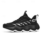economico Sneakers da uomo-scarpe da ginnastica da uomo futuristiche con suola spessa in bianco e nero - scarpe sportive leggere e traspiranti per abbigliamento casual o da corsa