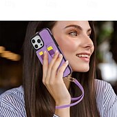 abordables Carcasas iPhone-teléfono Funda Para iPhone 16 Pro Max Plus iPhone 15 Pro Max Plus iPhone 14 13 12 Pro Max Plus iPhone 14 Pro Max iPhone 13 12 Pro Max Funda Trasera con Soporte Espejo con cordón Retro TPU Cuero de PU