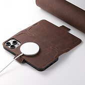 Недорогие Чехлы для iPhone-телефон Кейс для Назначение iPhone 16 Про Макс Плюс Айфон 15 Про Макс Плюс iPhone 14 13 12 Pro Max Plus Кейс на заднюю панель со стендом Магнитный Поддержка беспроводной зарядки Ретро ТПУ Кожа PU