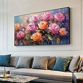 abordables Peintures fleurs/botaniques-peinture à l&#039;huile peinte à la main peinture florale 3D couteau à palette fait à la main fleurs peinture à l&#039;huile art mural grande peinture texturée blanche 3D peintures décoratives modernes