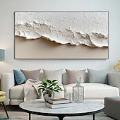 お買い得  風景画-手作りのオリジナルの厚い質感のビーチ油絵キャンバスに抽象的なミニマリストの海の波の壁アート、家の装飾用、枠張り付き、内側のフレームなしの絵画